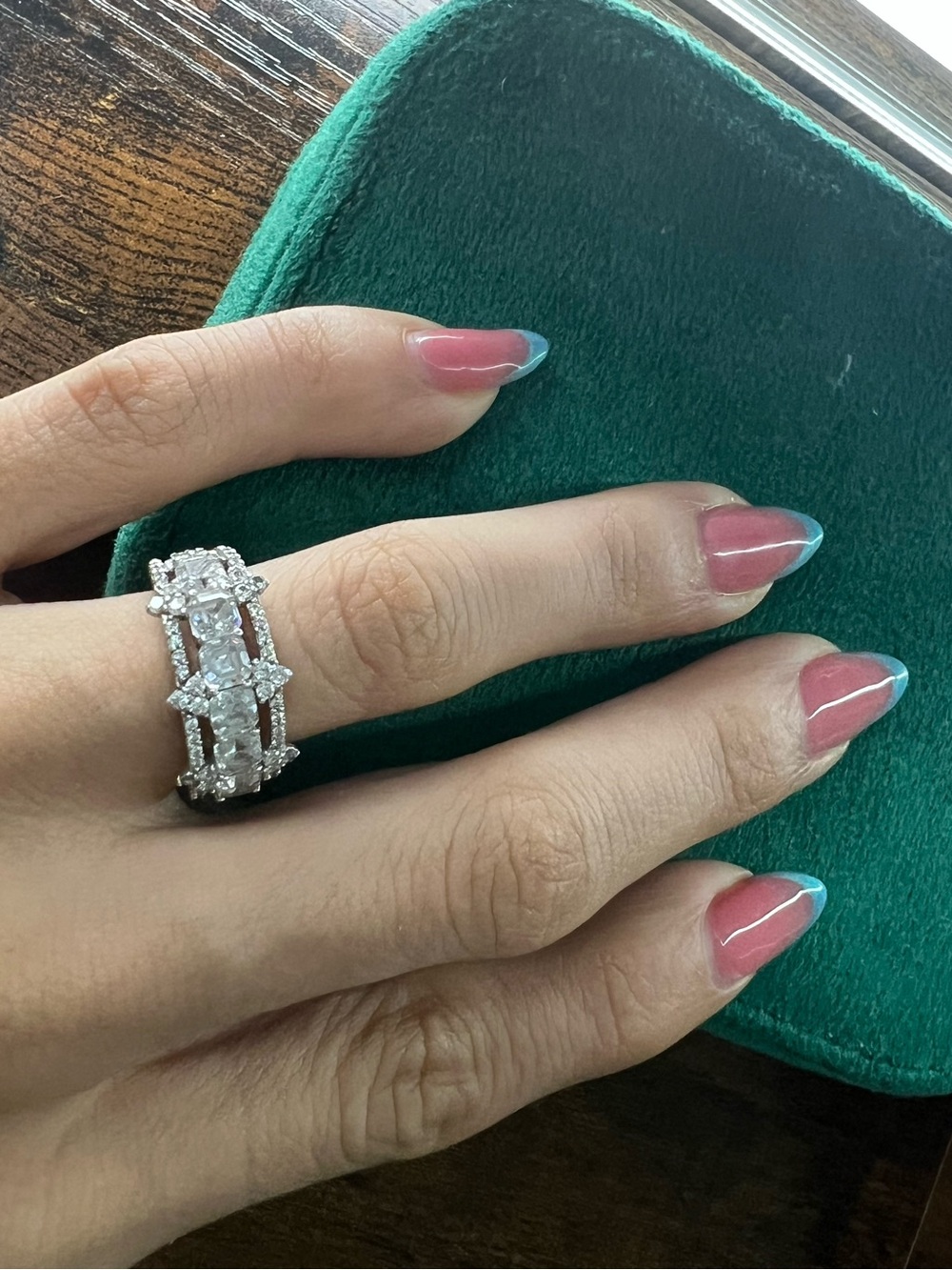 Judith Ripka Silver Crystal Band Ring with Square-Cut Stones - Women's Jewelry - Picture 2 of 4